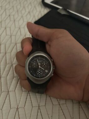 Rare Timex Speedy Ironman Indiglo Chronograph Stainless Rubber WR 100m Watch